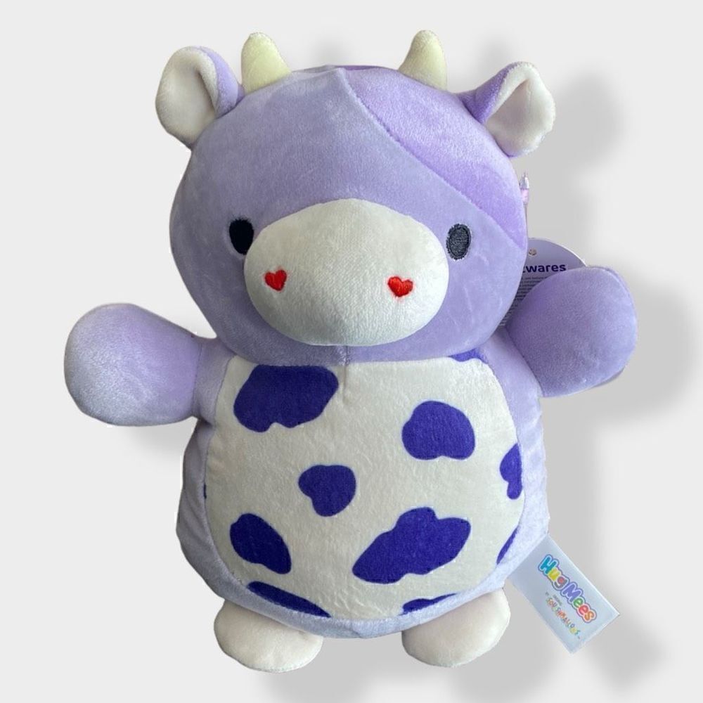 Squishmallows Kellytoy HugMees 10" Bubba the Purple Cow Plush Toy New (k)